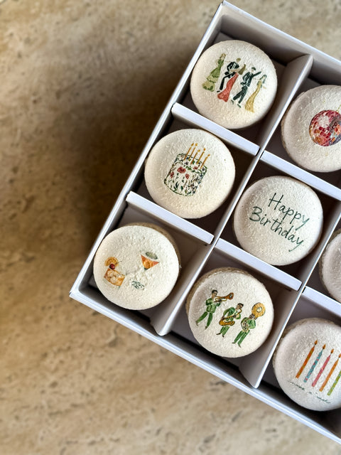 "Happy Birthday" Baskılı Makaron Kutusu
